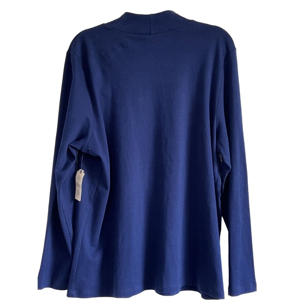 St. Johns Bay Womens 2X Essential Mockneck Long Sleeve Shirt Cotton Navy New - Picture 5 of 6
